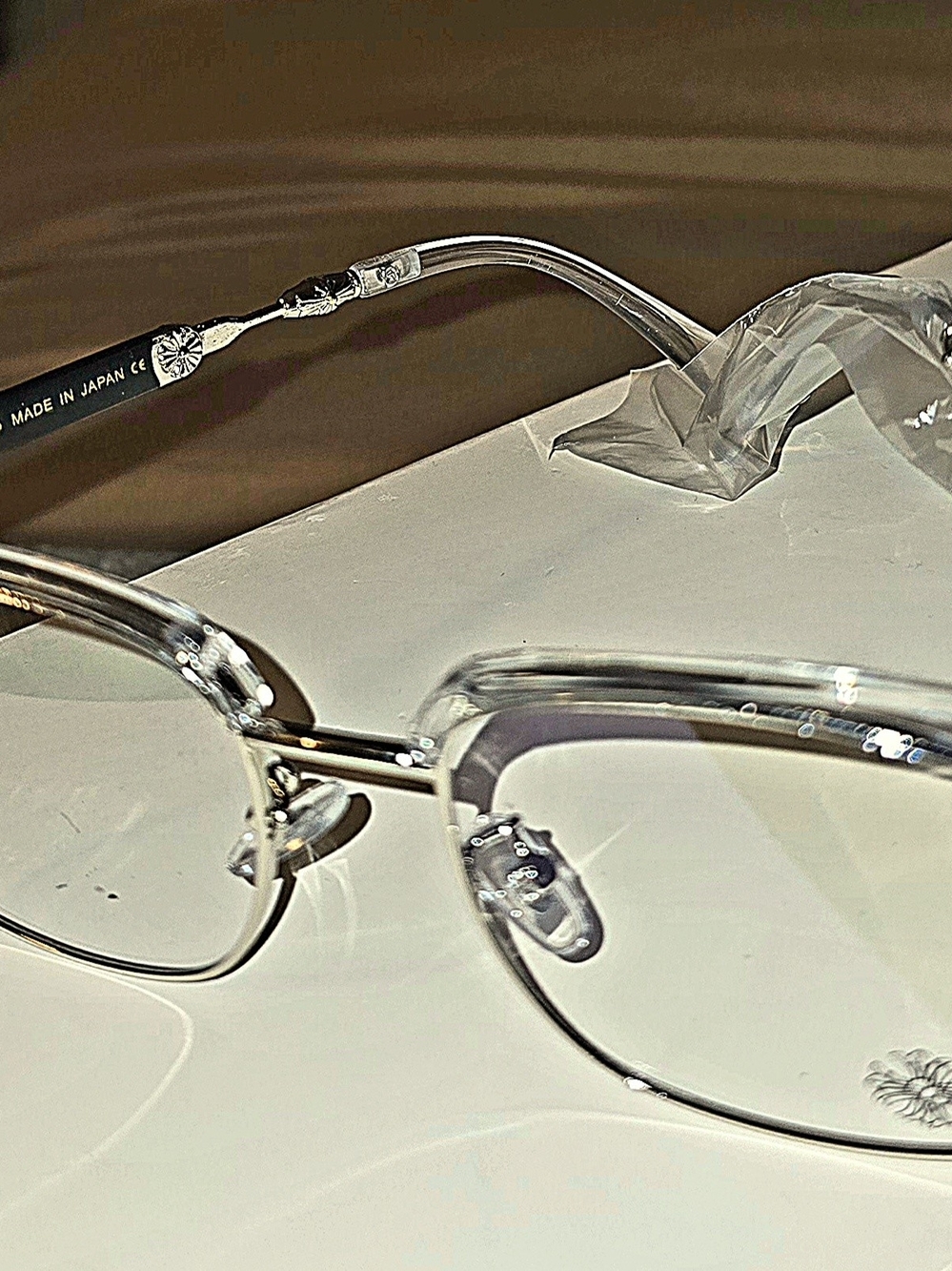 Silver Men's Metal Frame Glasses - Clear Lenses